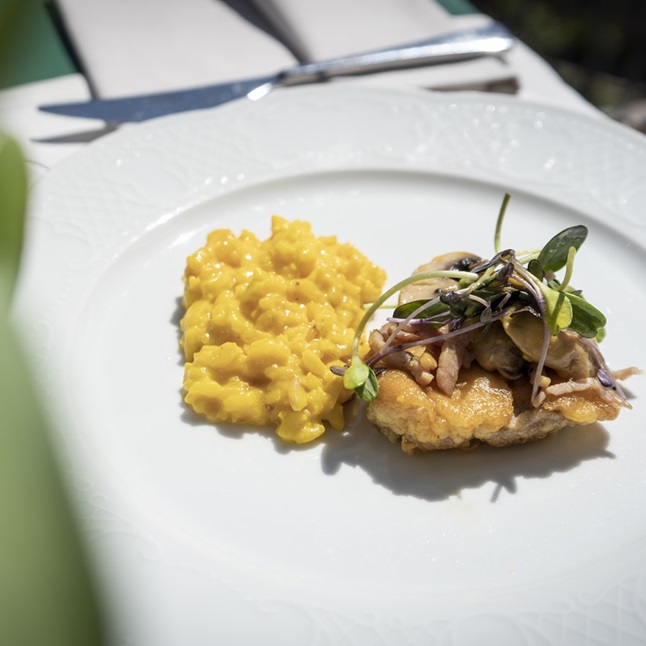 Piccata Milanese mit Risotto